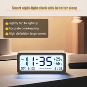 Resim Modern Dijital Alarm Saati Sıcaklık ve Nem Göstergesi ile, Gece Işığı, Çift Alarm, ABS Plastik Çerçeve, AA Pil Gücü - Yatak Yanı veya Masa için Şık Beyaz Tasarım, Yatak Odası İçin Alarm Saatleri 