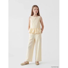 Resim LC Waikiki Lcw Kids Bej Kız Çocuk Armürlü Pantolon 