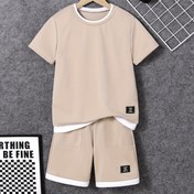 Resim Erkek Çocuk Yazlık Moda Seti: Günlük Bisiklet Yaka Tişört & Büyük Cepli Şort - Nefes Alabilen Polyester, Makinede Yıkanabilir, Dış Mekanlar İçin Mükemmel 