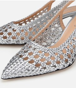 Resim Hotiç Kadın Lame Örgü Detaylı Arkası Açık Kısa Topuklu Stiletto 01ayh322880a210 01ayh322880a210 