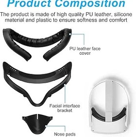 Resim VZNEK New Face Cover Pad for Oculus Quest 2, Sweatproof PU Leather Facial Interface & Face Cushion Pad - VR Accessories for Meta Quest 2, Ergonomical Design (Q2MZ) 