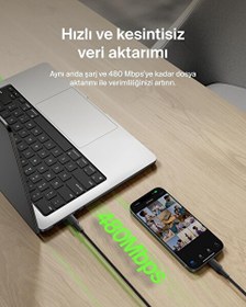 Resim Belkin Boost Charge Örgülü USB-C - USB-C 240W 1M Şarj Kablosu Siyah 