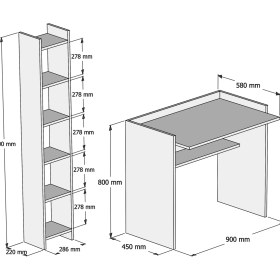 Resim Bimossa Neslişah Beyaz Çalışma Masası Kitaplıklı 90 cm T1040 