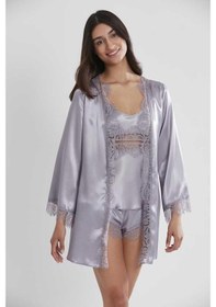 Resim Pierre Cardin Saten Royal 3lü Kimono Şort Takımı 2490 001 