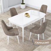 Resim Canisa Concept Lia Serisi, 80X132 Açılabilir Mutfak Masa Takımı, Beyaz Masa 4 Sandalye 