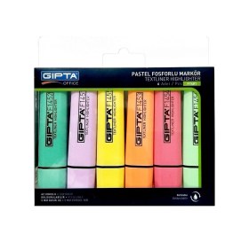 Resim Pastel Renkler Fosforlu Kalem Seti 6 Lı Set Doldurulabilir Çok Renkli 