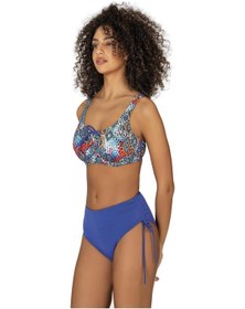 Resim Endeep Kadın Büyük Beden Balenli Destekli Bağlama Detaylı Mavi Desenli Bikini Takımı-mavi Mavi 