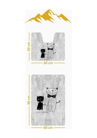 Resim Modern Desenli Dijital Baskı 3 Lü Banyo Paspas Takımı Yıkanabilir Kaymaz Tabanlı Klozet Takımı Klz0003 Renkli 