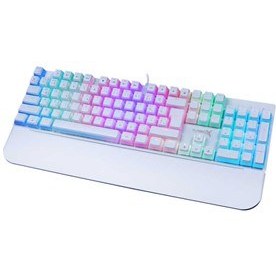 Resim TR-MK10PD Gaming Mekanik Pudding Tuş Bilek Destekli Blue Switch Siyah Mekanik RGB Oyuncu Klavyesi 