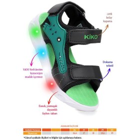 Resim Kiko Kids Arnı Günlük Işıklı Cırtlı Erkek Çocuk Sandalet Ayakkabı Siyah Siyah 