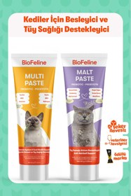 Resim BioFeline Tüy Yumağı ve Sindirim Problemleri Azaltıcı Kediler İçin Multivitamin Malt Seti 