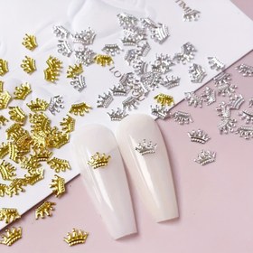 Resim 100 adet 3D Metal Taç Tırnak Sanatı Çivileri, Kokusuz Tırnak Süslemeleri DIY Manikür için, Kore Modası Basit Tırnak Süsleri Aksesuarları, Tırnak Teknisyenleri Malzemeleri 