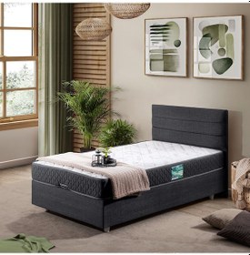 Resim Sofia Tek Kişilik Baza Başlık Comfort Yatak Seti Antrasit 100 x 200 