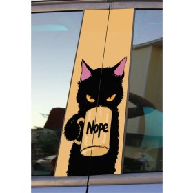Resim Hediyene Bak Siyah Kedi Baskılı Araç Kapı Direk Kaplama Folyo Sticker 2'li (Sağ&sol) 