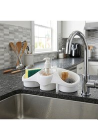 Resim Sıvı Deterjan Hazneli Sabunluk Organizer 250 Ml Süngerlik Bulaşık Teli Ve Bez Hazneli Çok Amaçlı Sabunluk Beyaz 