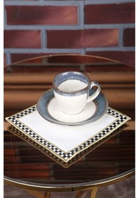 Resim Damalı 6'lı Kokteyl Sunum Peçetesi Nakış Işlemeli Kahve Sunumluk 