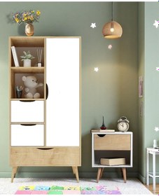 Resim Floradesign Mango Çocuk Odası Takımı 1 Adet Gardırop +1 Adet Komodin Kahve Beyaz 
