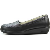 Resim Dr.Comfort Dr. Comfort 2000-2 Hakiki Deri Siyah Streç Diyabetik Kadın Anne Ayakkabı 