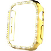 Resim Ekılıf - İos Watch 10 42mm Uyumlu - Kasa Ve Ekran Koruyucu Watch Gard 05 Sert Pc Koruyucu - Gold 