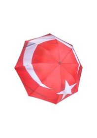 Resim Eleven Markets Bayrak Şemsiye Türk Bayrağı Desenli Manuel Çanta Boy Şemsiye Kırmızı 