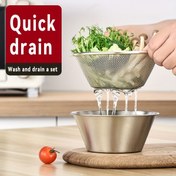 Resim 2 adet, 304 Paslanmaz Çelik Temizleme Meyve Süzgeci Kase, Salata Kasesi Yıkama Pirinç Süzgeci, Süzgeç, Pişirme Kasesi, İnce Örgü Paslanmaz Çelik Süzgeç, Ev Su Filtresi Temizleme Kasesi, Gıda Süzgeç Sepeti 