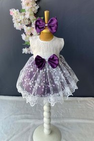 Resim Mnk Baby&Kids Saç Bantlı Dantelli Bebek Elbise Pnpn136 Mor 