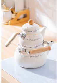 Resim Acar Made With Love Emaye Çaydanlık Takımı - 1/2 Lt Renkli 