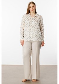 Resim Moda İlgi Kadın Büyük Beden Puanlı Oversize Saten Gömlek 0001 Taş Taş 