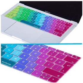 Resim Apple Uyumlu MacBook Pro Klavye Koruyucu 13Inc A1708 12Inc A1534 Türkçe Dazzle Pembe Yeşil 