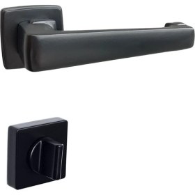 Resim System Apollo Rozetli Kapı Kolu Siyah Wc 
