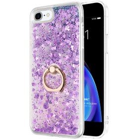 Resim Microsonic Apple iPhone 7 Kılıf Glitter Liquid Holder Mor 