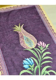 Resim Pratik Ve Taşınabilir İpek Dokulu Çantalı Seccade Lale Desenli Mor- Fermuarlı Mor 