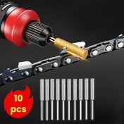 Resim 10'luk Elmas Zincir Testere Bilekleri Seti, Titanyum Kaplamalı Korundum Taşlama Uçları, Döner Alet Burr Taşları, Jade, Cam, Metal ve Ahşap Bileme İçin Uygun - Şarj Edilmemiş Güç Modu. 
