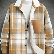 Resim Erkekler İçin Klasik Ekose Yaka Tek Sıra Düğmeli Ceket - Kahverengi/Gri/Siyah/Bej Desenli Sonbahar/Kışlık Makinede Yıkanabilir Günlük ve Resmi Giyim, Özenle Biçilmiş Fit Butonlu Kapatma, Açık Hava Etkinlikleri İçin Rahat Kalıp, Stili ve Pratikteli Birleştiren Erkek Şık Çizgili Mont Katmanlı Giymeye İdeal Astarsız Hazır Tasarım 