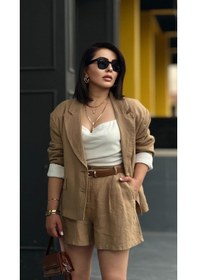 Resim Camel %100 Ham Keten Şort Camel 