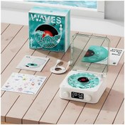 Resim TeknoKesgin Waves Nostalji Plak Görünümlü Bluetooth Hoparlör 3d Ses Dalgası Retro Müzik Plak Mavi 