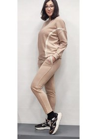 Resim Blue Petrol Kadın Bisiklet Yaka Detaylı Sweatshirt Eşofman Takımı Bej 