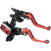 Resim Tenfowee 7/8 İnç Alüminyum Motor Fren Kolu Seti, Cnc İşlemeli, Dot3/dot4 Uyumlu, Kırmızı Renk 