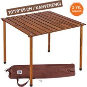 Resim Bag The Joy 70x70x55 CM Ahşap Katlanır Rulo Kahverengi Kamp ve Piknik Masası 
