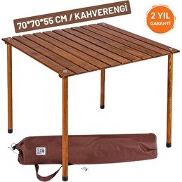 Resim Bag The Joy 70x70x55 CM Ahşap Katlanır Rulo Kahverengi Kamp ve Piknik Masası 
