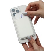 Resim MagSafe Özellikli Beyaz Standlı Manyetik Kartlık Cüzdan 