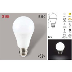 Resim Cata Ct-4266 5 Adet 12 Watt Led Ampul Lamba 