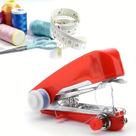 Resim Kompakt El Tipi Mini Dikiş Makinesi - Manuel, Taşınabilir, Ayarlanabilir Gerilim Kolu ile Kullanışlı, Hızlı Tamirler ve Seyahat Kampı için İdeal, Kırmızı, JXB 