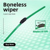 Resim Meridiangoods Green Color 16in Wiper Blade J U Stili Bağlantı Çoğu Model İçin Uygun Mevsimlik 