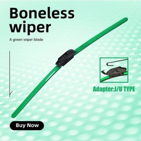 Resim Meridiangoods Green Color 16in Wiper Blade J U Stili Bağlantı Çoğu Model İçin Uygun Mevsimlik 