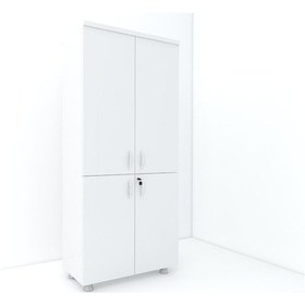 Resim Modüler Dünyası 4 Kapaklı Kitaplık Dosya Dolabı Beyaz - 80X38X188 Beyaz 