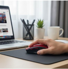 Resim By Nevser Kırmızı Renkli Baş Parmak Destekli Ergonomik Sessiz Kablosuz Mouse Usb Alıcılı, Ofis Ve Oyun İçin Konforlu Bilgisayar Faresi Ms6300 Diğer 