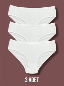 Resim Erdenay Tekstil Yüksek Kalite Penye Kadın Bikini Külot 3'lü Beyaz 