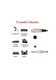 Resim Xlr 3-Pin Dişi 6.35Mm Stereo Fiş Korumalı Mikrofon Kablosu - 1.8M 