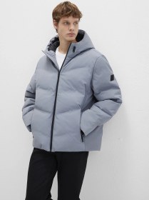 Resim Mavi - Kapüşonlu Gri Şişme Mont 0110651-85550 Gri 